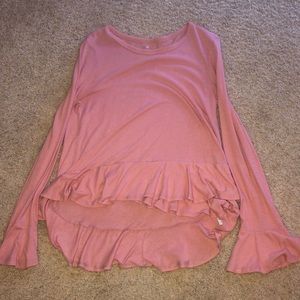 Flowy/ ruffled blush long sleeve top